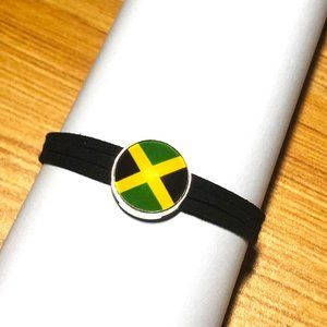 Jamaican Flag adjustable Glass Dome Suede Bracelet